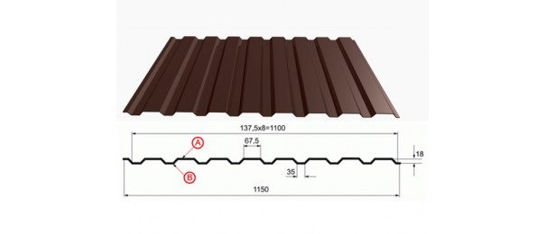 Профнастил коричневый оцинкованный  RAL 8017 С-20 купить недорого в Молодинках