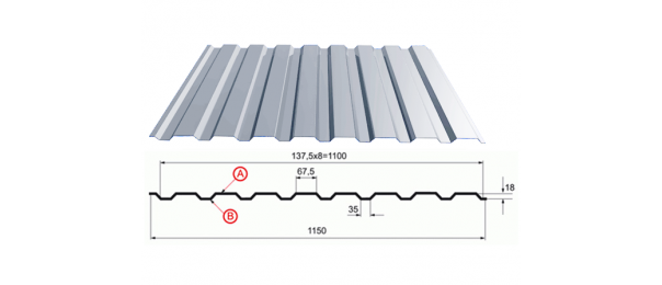 Профнастил оцинкованный С-20 1100x2500 купить недорого в Молодинках